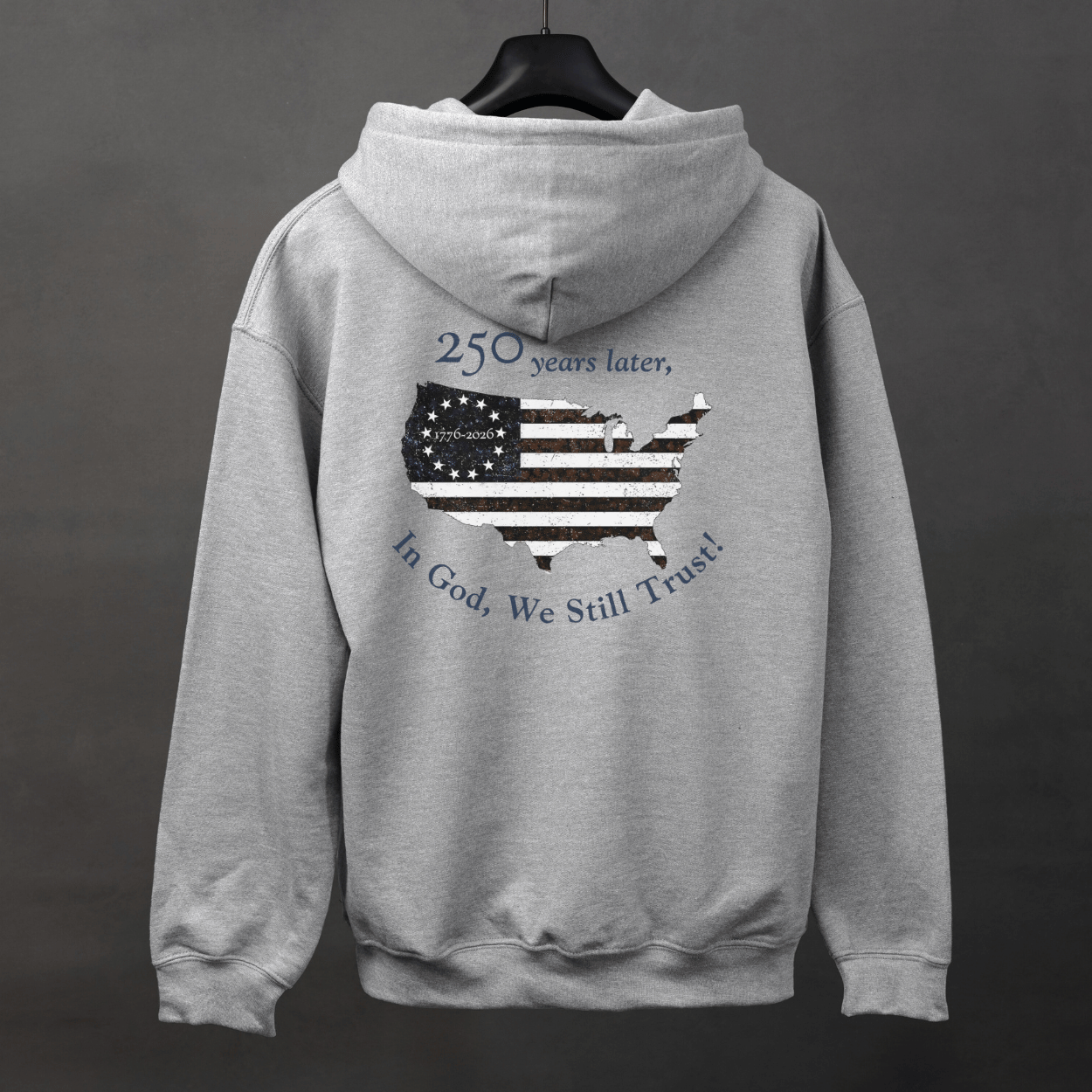 1776–2026 patriotic hoodie.
