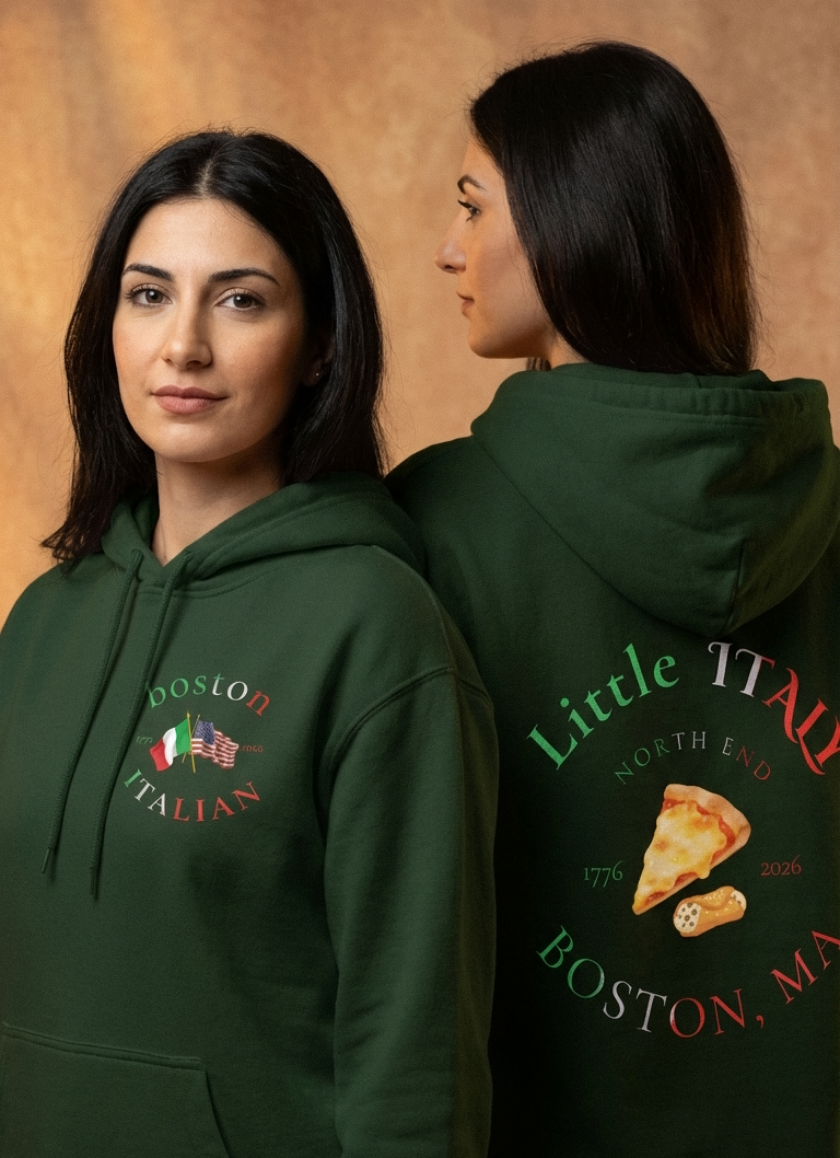 boston italia hoodie outfit idea for women